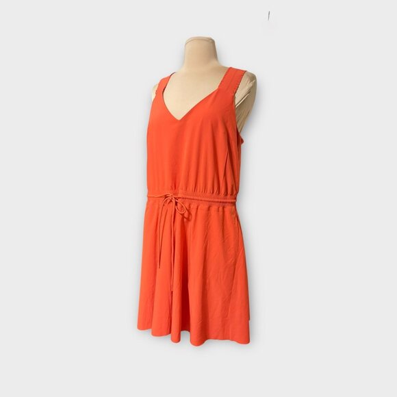 Athleta Savannah Strap Dress MP Orange Red V Neck Pockets EUC Casual Travel - Picture 1 of 5